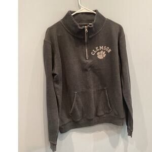 Vintage Triblend Sweats League Quarter Zip Size Medium M Clemson Tiger Grey SC